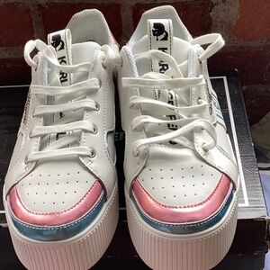 Karl Lagerfeld White Sneakers with Pink and Blue Highlights